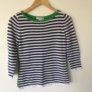 Liz Claiborne Green Navy Striped Sweater